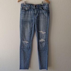 Joe's Jeans Women's 27 The Finn Ankle Skinny Ankle Mid Rise Raw Hem Denim Blue